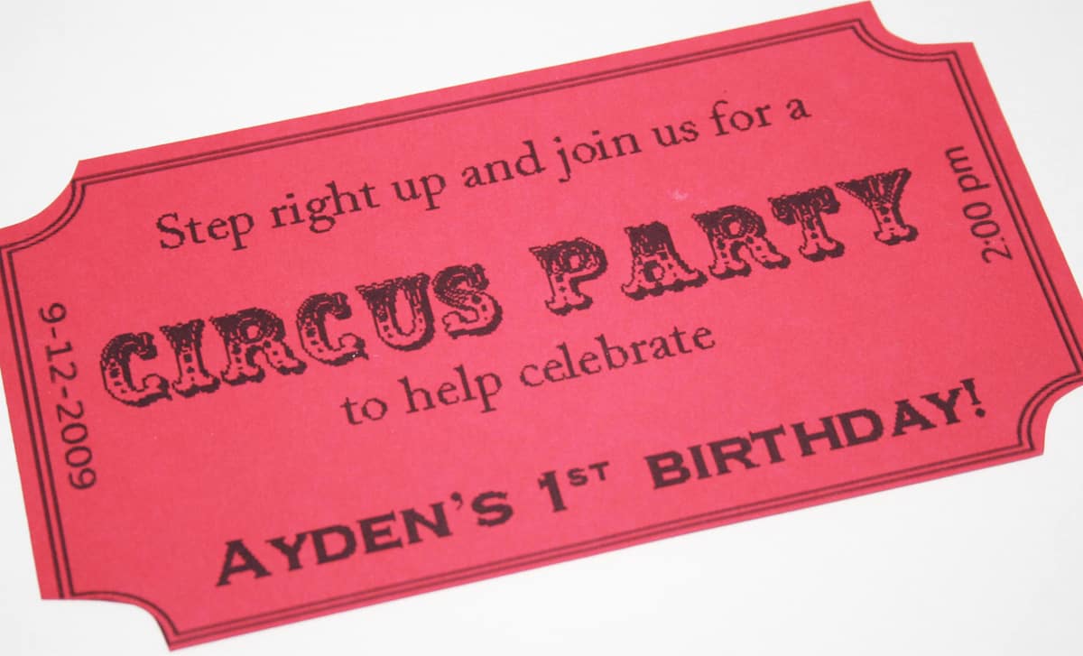 DIY circus party invitations