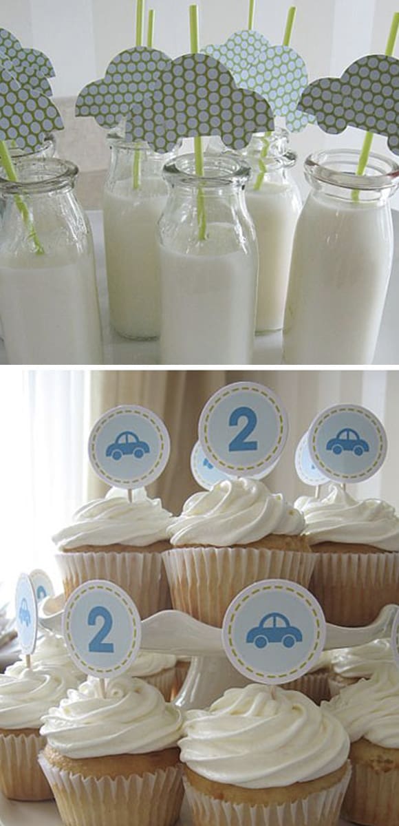 These car birthday party theme ideas are lots of fun and simple to do. Like these car shakes sandwiches ... the perfect car party details!