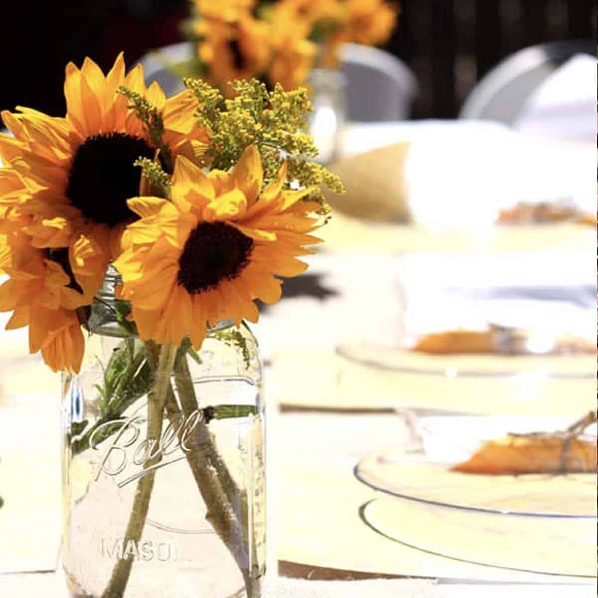 Sunflower centerpieces for baby hot sale shower