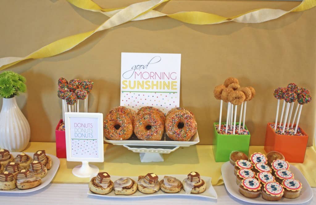 breakfast party donut and dessert table