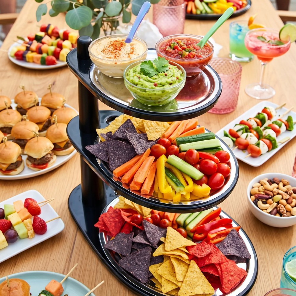 Tiered serving trays for buffet tables
