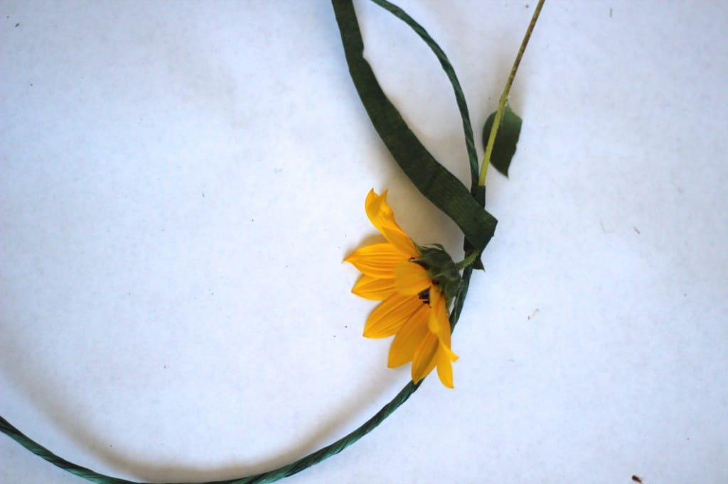 Attaching sunflowers to the crown