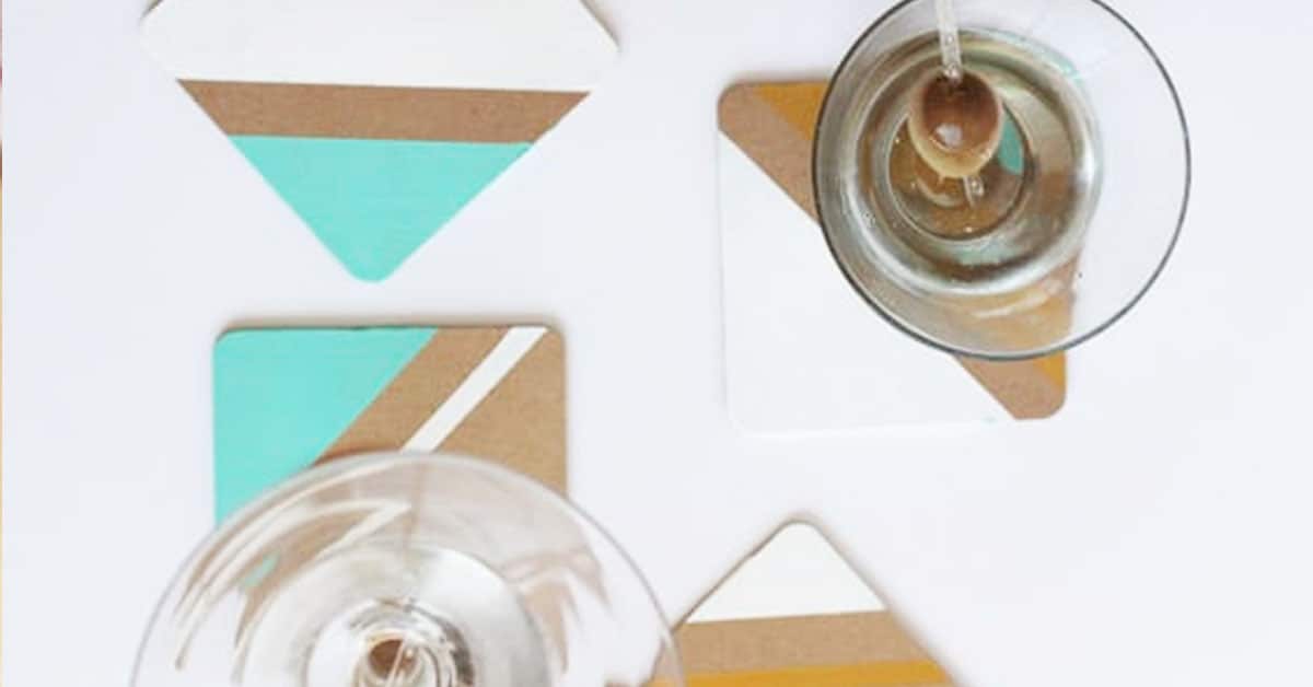 DIY wooden coasters (with geometric colour block design)