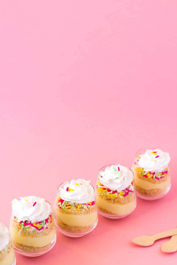 These mini pudding parfaits are simple to make and the sprinkles just make them so cute! 