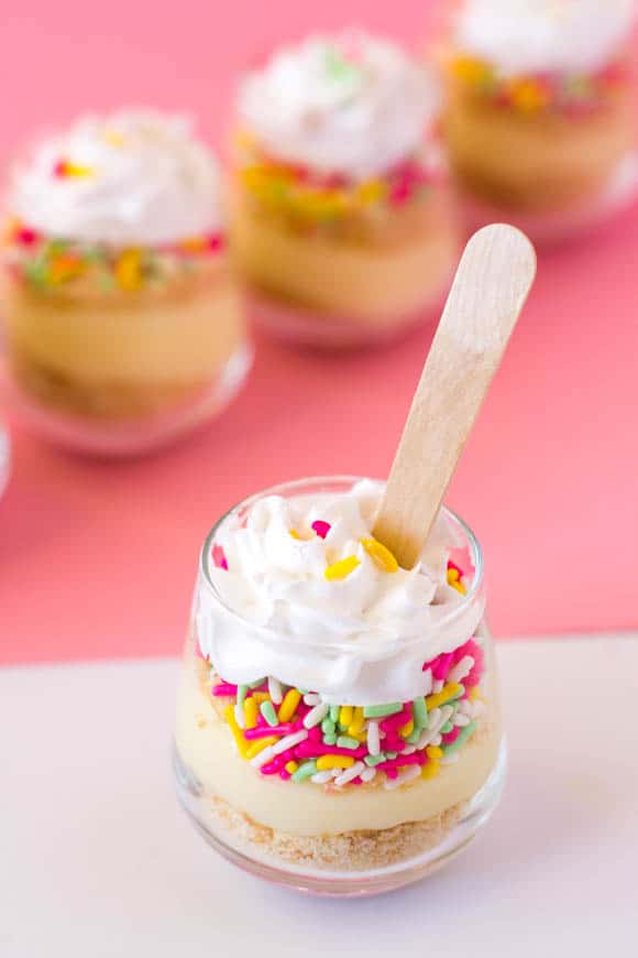 Mini pudding parfait with cute sprinkles