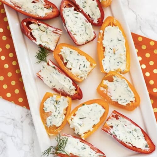Cream Cheese Stuffed Peppers With Herbs - No Bake!