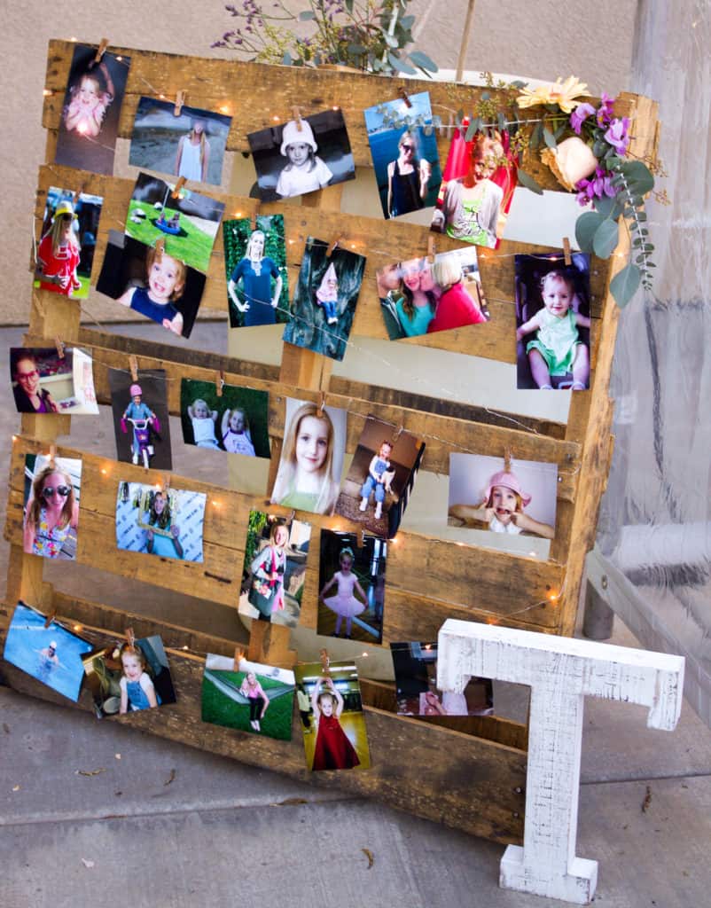 Hanging photos on a palette 