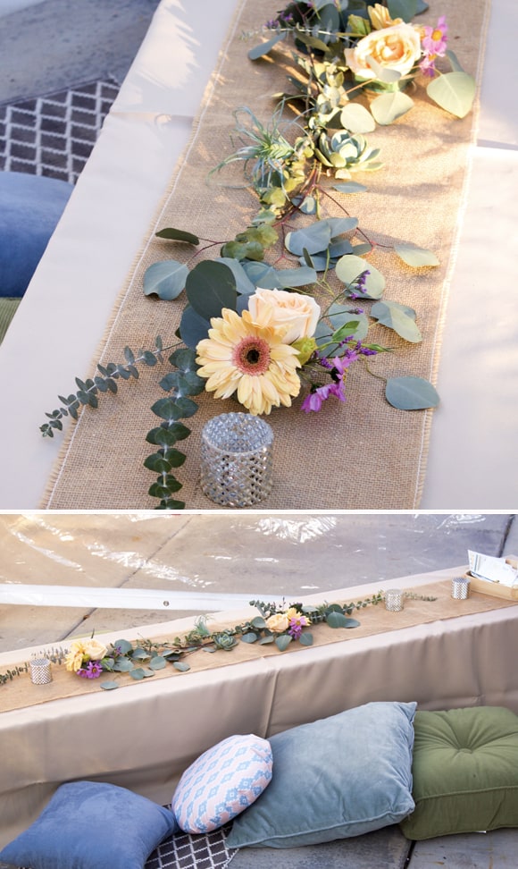 table low set up for succulent party theme 