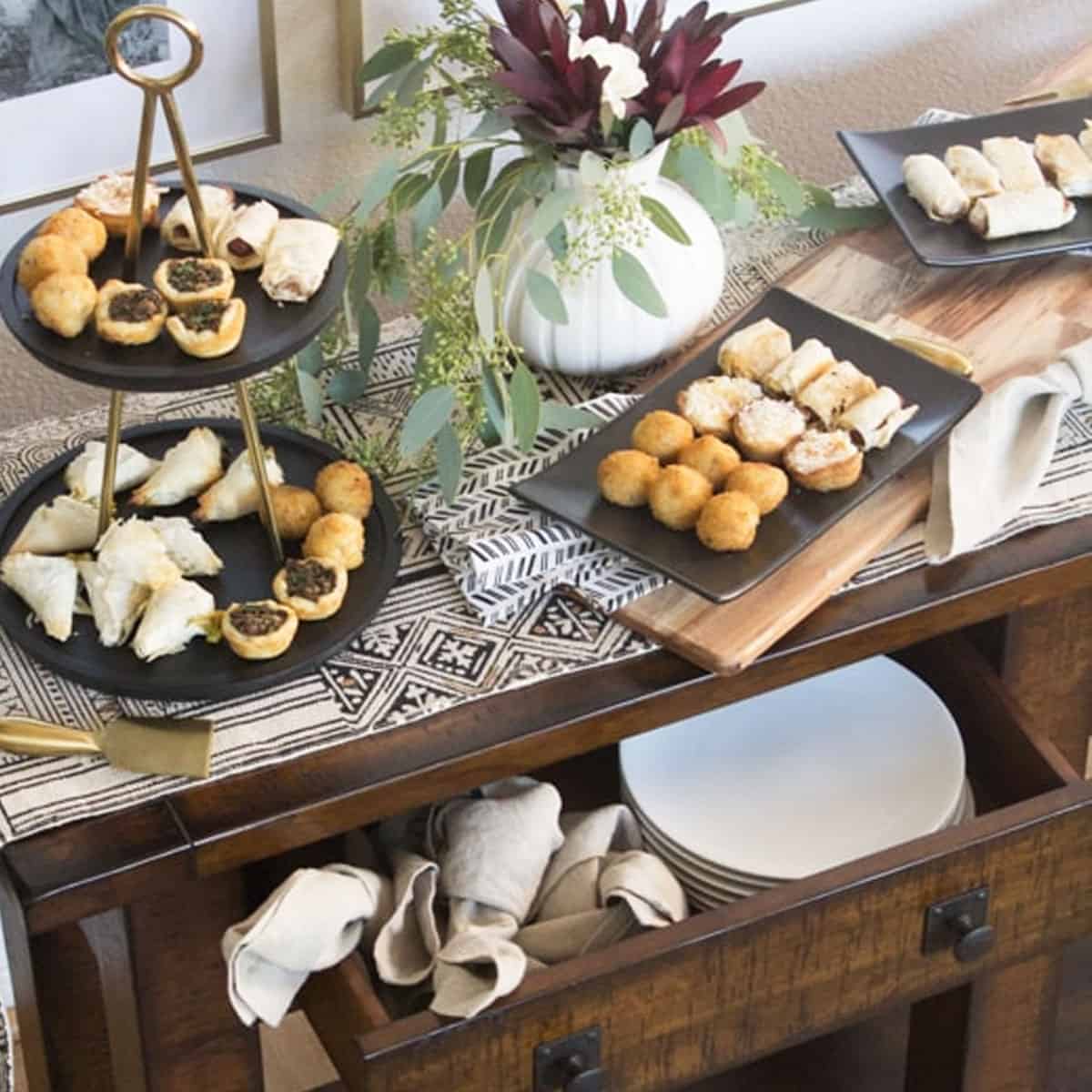 Table with Snacks. Buffet. Beautiful Presentation of Dishes for the