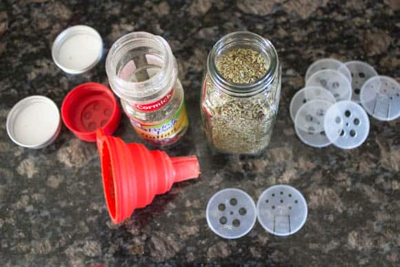 How to fill glass jars when organizing your spices.