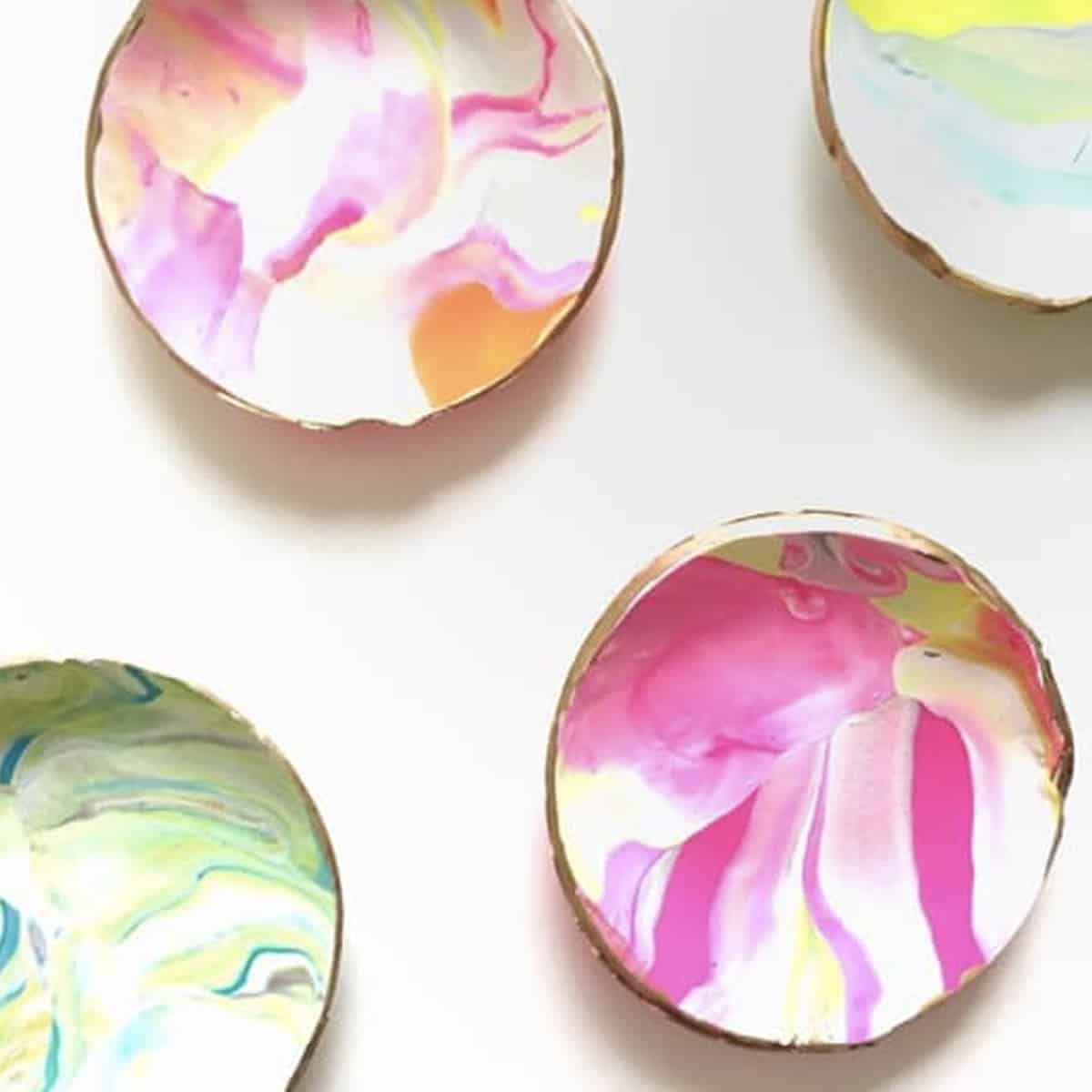 Finished marbled clay ring dishes